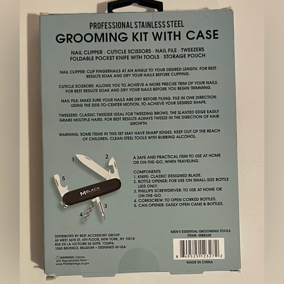 M BLACK PROFESSIONAL STAINLESS STEEL, GROOMING KIT WITH CASE - Picture 2 of 2